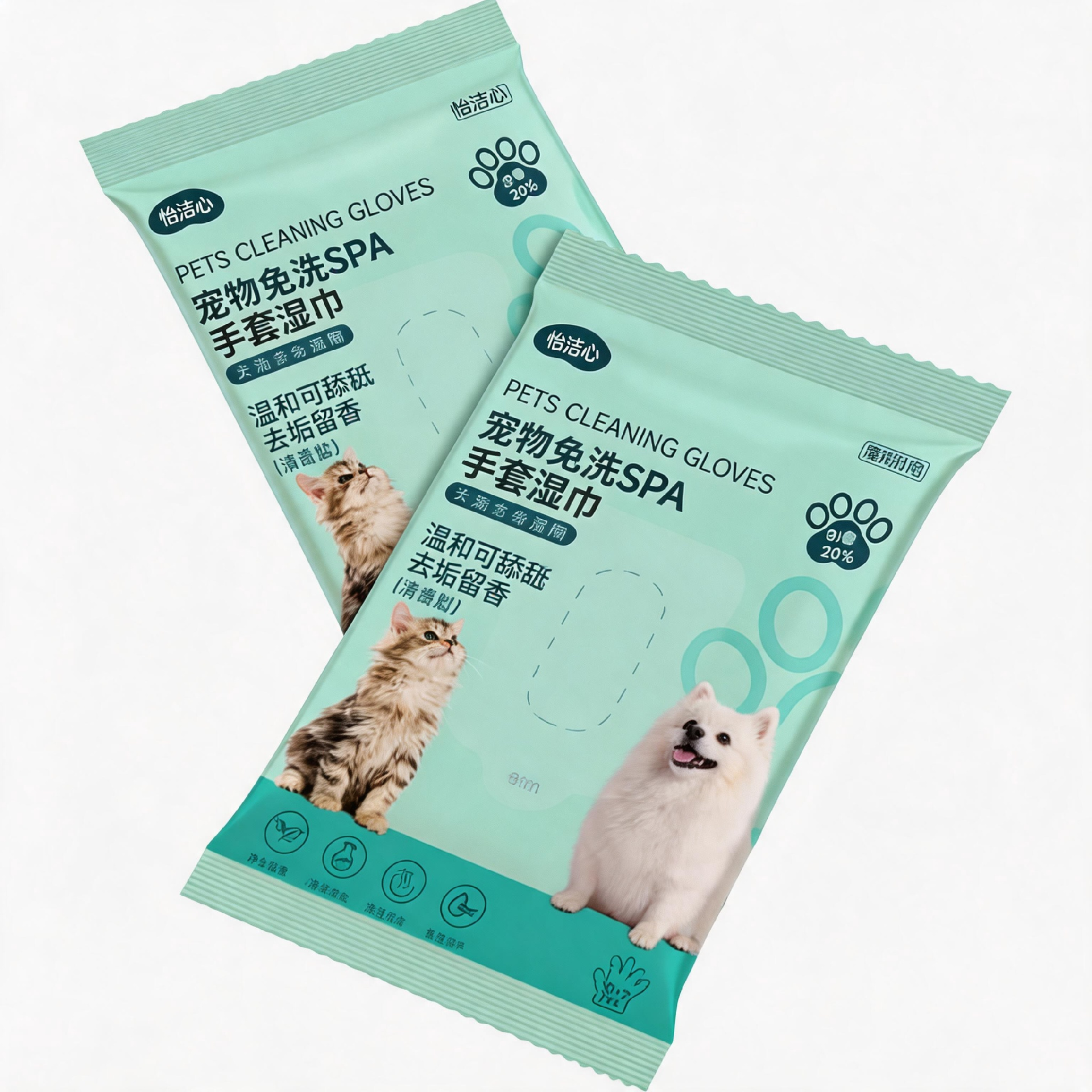 宠物免洗 SPA 手套湿巾｜猫狗免洗清洁留香